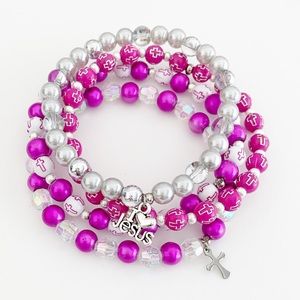 4-Pc Christian Cross Bracelet Set, Gift for Her